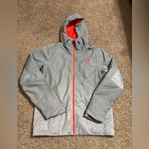 The North Face Gray Jacket with Bright Orange Lining Hyvent